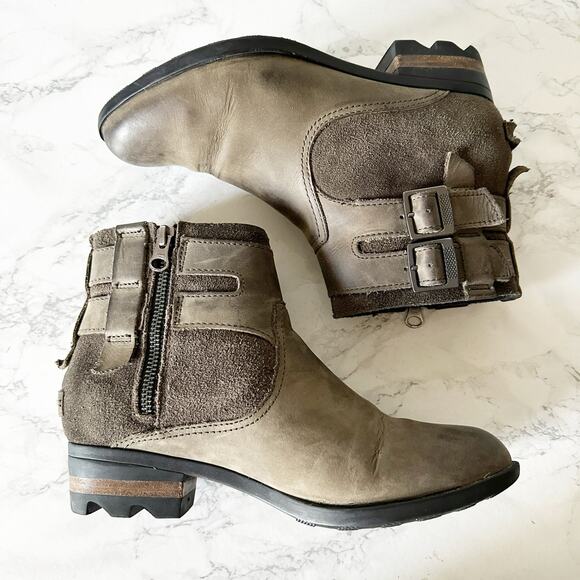 Sorel Lolla Waterproof Dusty Olive Green Leather Ankle Boot Women’s Size 7.5 - Picture 7 of 12